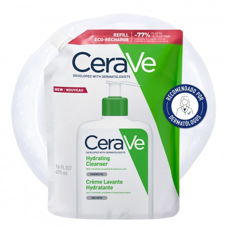 Eco-recarga CeraVe limpiadora hidratante de 473 ml recomendada por dermatólogos