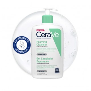 CeraVe Gel Limpiador Espumoso de 473 ml recomendado por dermatólogos
