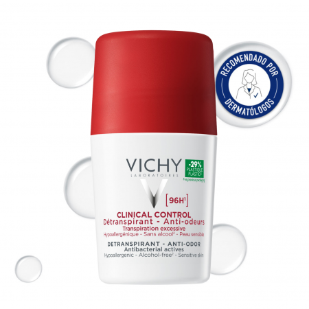 Desodorante Vichy Clinical Control 96h recomendado por dermatólogos
