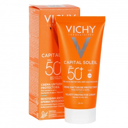 Presentación de la caja y el envase de la crema solar untuosa facial de Vichy