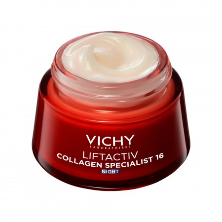 Textura rica y rellenadora de la crema de noche Vichy Liftactiv Collagen Specialist 16