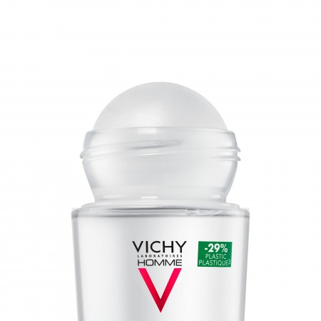Detalle del aplicador en bola de la crema antitranspirante masculina Vichy Homme