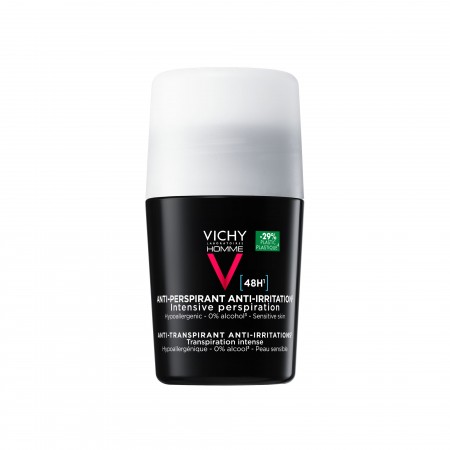 Vichy Homme desodorante antitranspirante 48h para piel sensible en formato roll-on de 50 ml