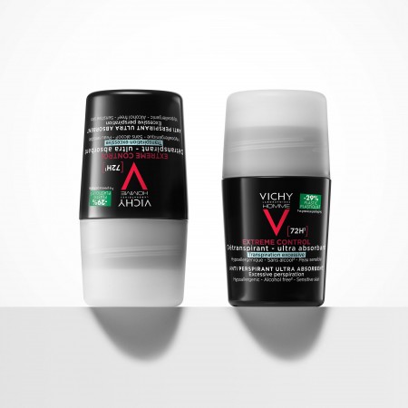 Diseño del envase del desodorante roll-on 72 horas para regulación extrema Vichy Homme