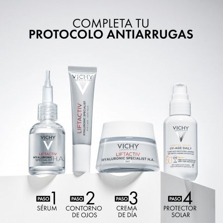 Protocolo antiarrugas completo de Vichy con sérum, contorno de ojos, crema de día y fluido solar