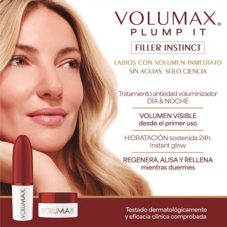 VOLUMAX PLUMP IT PACK FILLER INSTINCT: STICK LABIAL DIA 4 G + BALSAMO LABIAL NOCHE 4 G
