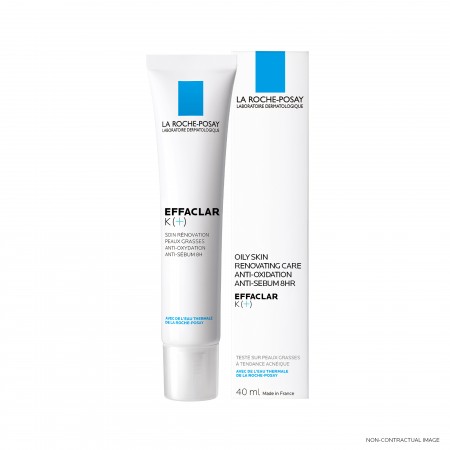 Presentación en caja y tubo de La Roche-Posay Effaclar K (+) tratamiento renovador
