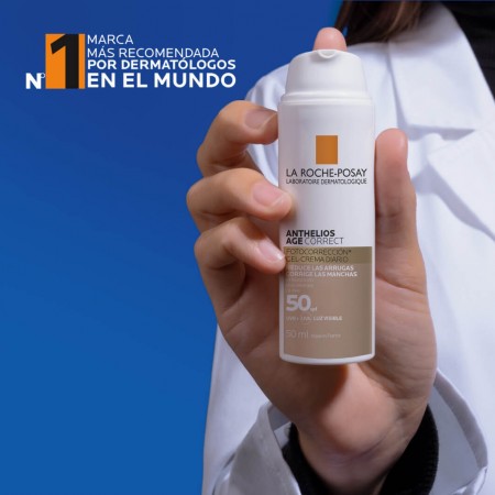 Crema CC fotoprotectora antiedad con color La Roche-Posay Anthelios Age Correct avalada por dermatólogos