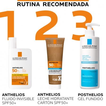 Rutina de fotoprotección y cuidado para el sol con Anthelios Fluido, Leche Hidratante y Posthelios Aftersun