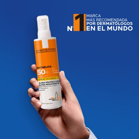 Fotoprotector corporal en spray fluido La Roche-Posay Anthelios SPF50+ avalado por dermatólogos