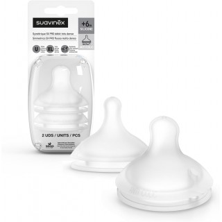 SUAVINEX TETINA SILICONA FISIOLOGICA FLUJO DENSO SX PRO + 6 MESES 2 UNIDADES