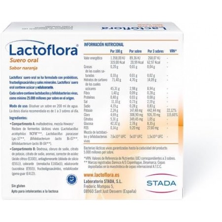 LACTOFLORA SUERO ORAL 6 SOBRES DUOCAM 6,58 G SABOR NARANJA