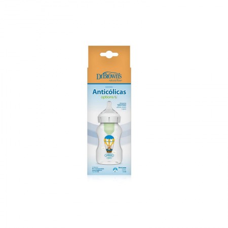 DR BROWN´S BIBERON ANTICOLICOS TETINA DE SILICONA BOCA ANCHA NATURAL FLOW CONEJO GLOBO UNIDAD 330 ML