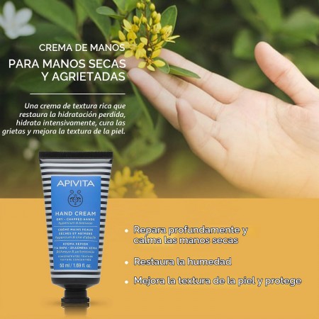 APIVITA PACK HIDRATANTE AZUL REPARACION CREMA MANOS SECAS HIPERICO + LABIAL