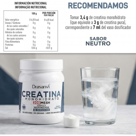 DRASANVI CREATINA MONOHYDRATO 200 MESH SABOR NEUTRO 300 G