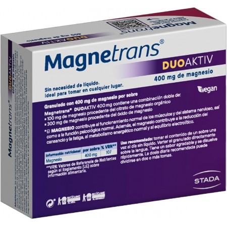 MAGNETRANS DUOAKTIV GRANULADO 400 MG 20 SOBRES 3 G SABOR NARANJA-MENTA