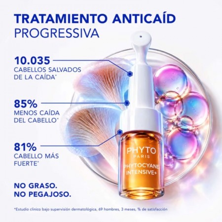 PHYTO PHYTOCYANE INTENSIVE+ TRATAMIENTO ANTICAIDA PROGRESIVA HOMBRE 12 AMPOLLAS X 5 ML