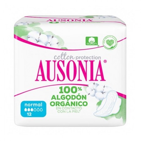 COMPRESAS HIGIENICAS FEMENINAS AUSONIA COTTON PROTECTION NORMAL ALAS 12 U