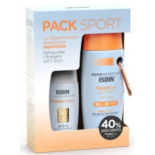 PACK ISDIN SPORT FOTOPROTECTOR FUSION WATER + FUSION GEL SPORT SPF50+