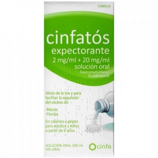 CINFATOS EXPECTORANTE 2 mg/ml + 20 mg/ml SOLUCION ORAL 1 FRASCO 200 ml (PET)